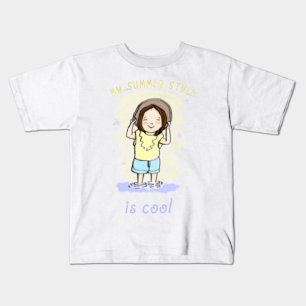 Girls Tshirt for Summer with Saying "My Summer Style is Cool" Kids T-Shirt by Luli and Liza